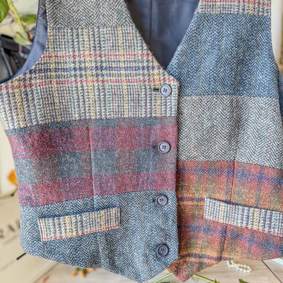 International Scene Made in Russia Wool Patchwork Vest Adjustable Waist, Size 14 - Picture 4 of 10